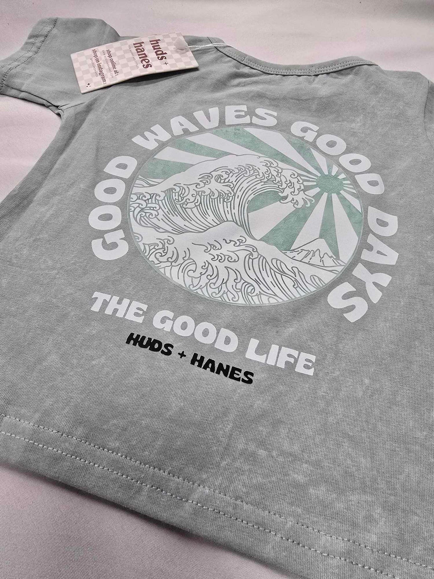 Good Waves Good Days Acid Wash Tee