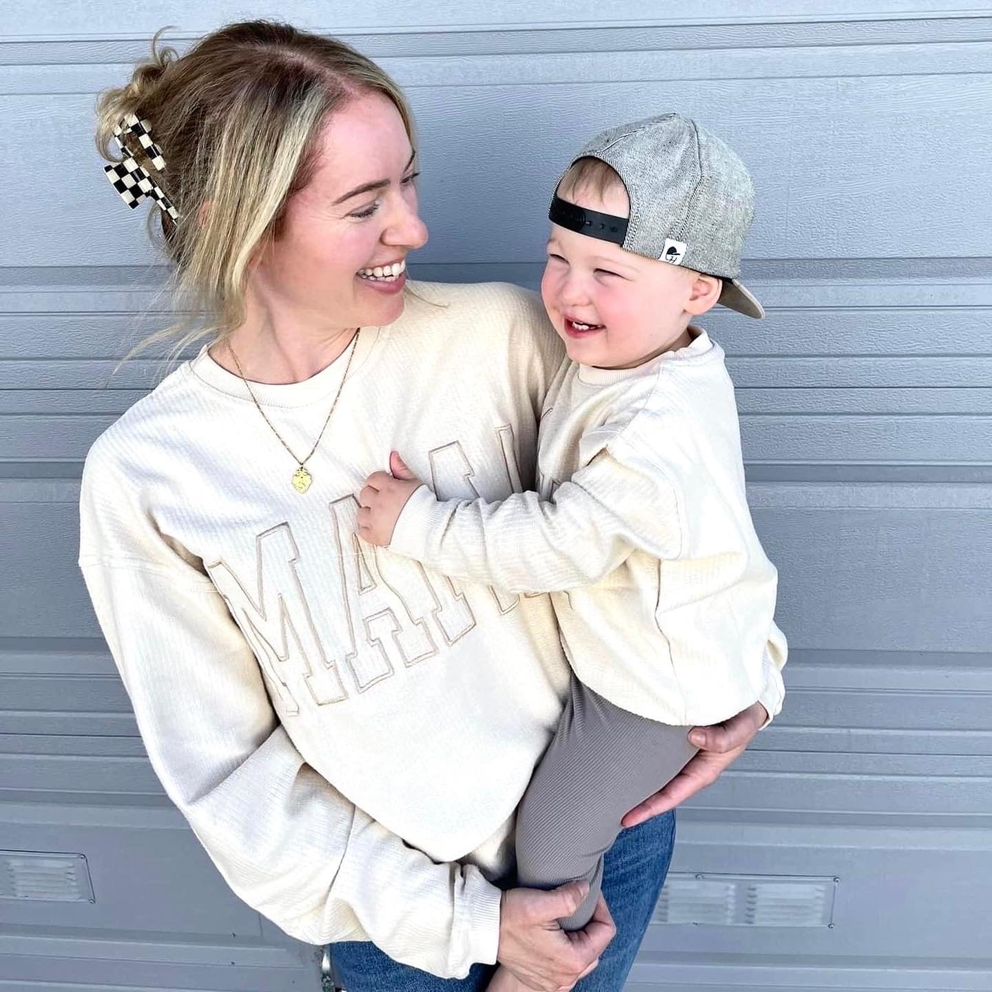 MAMA Embroidered Corded Crew