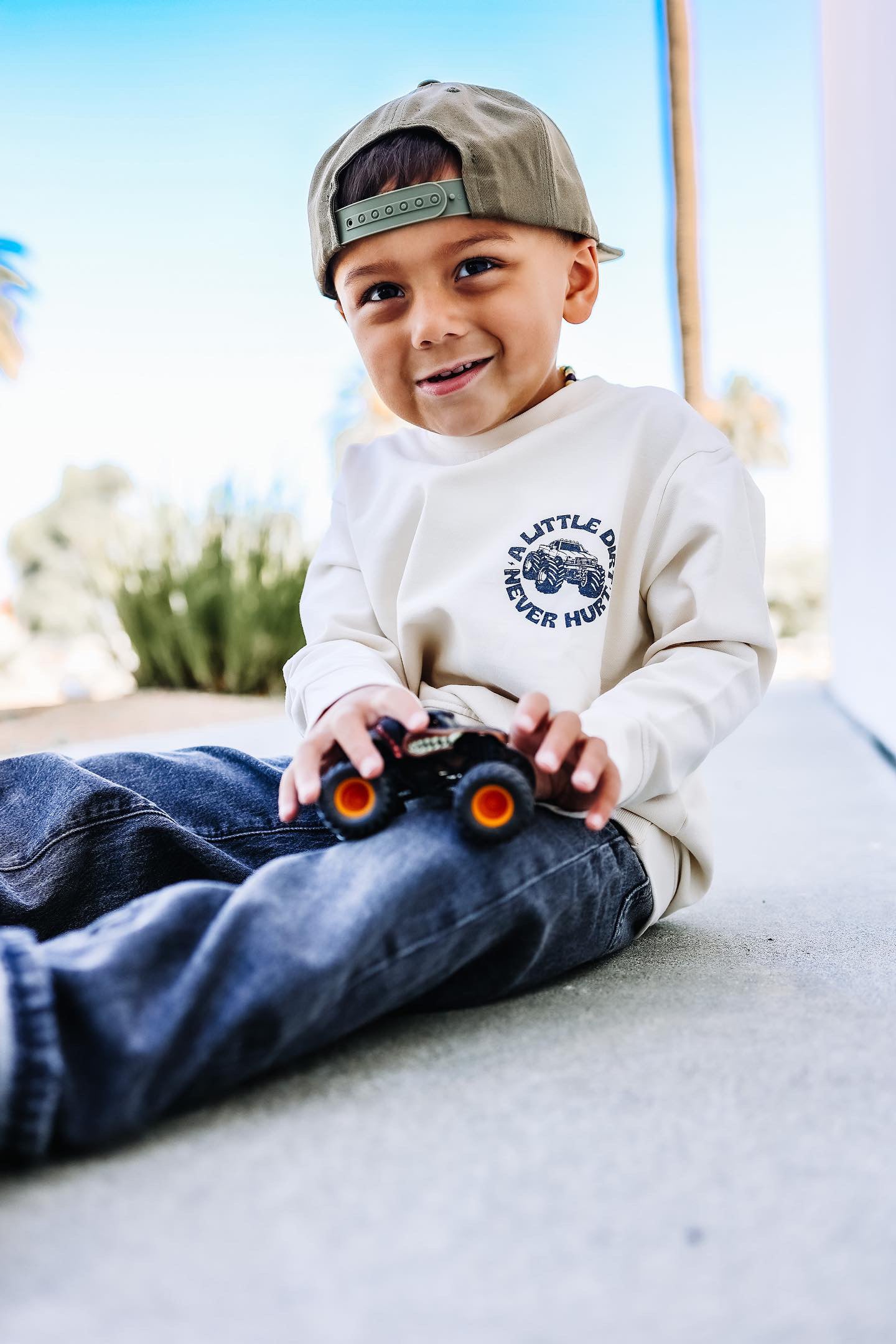 Monster Truck Acid Wash Crewneck Sweatshirt