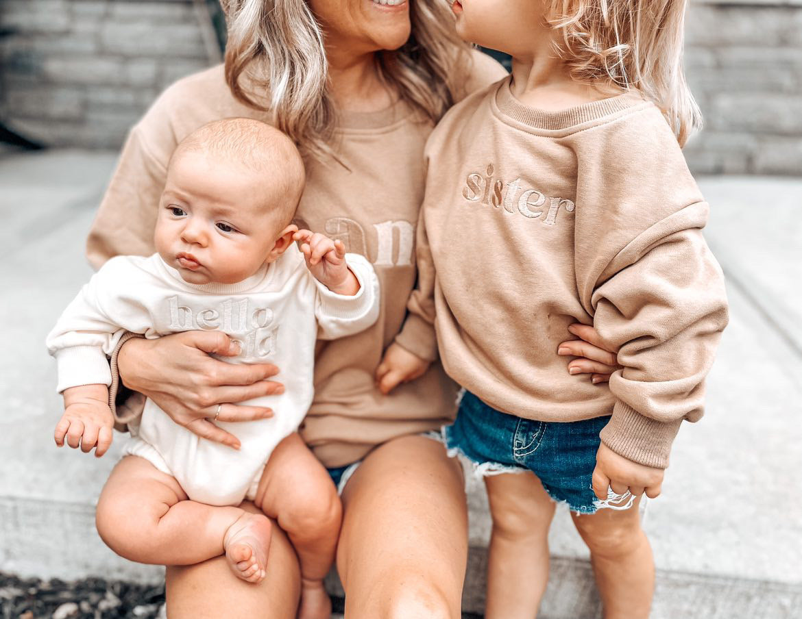 Hello World Embroidered Sweatshirt Romper