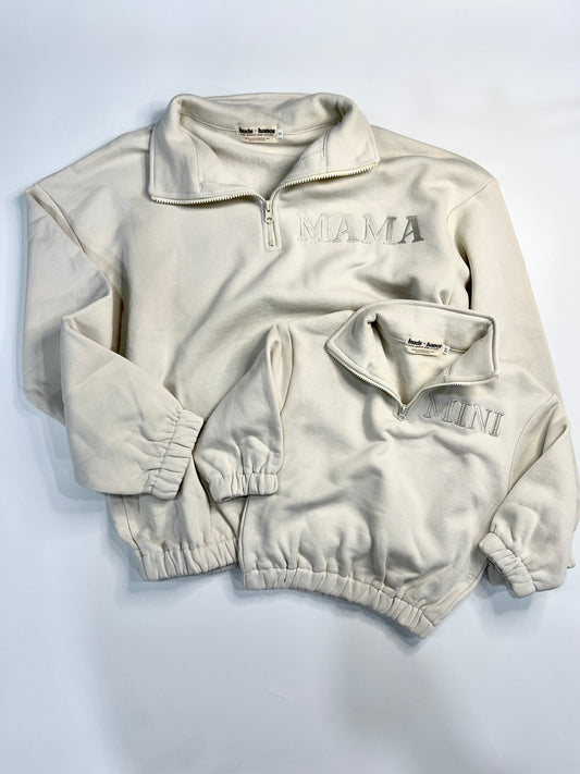 Mama Embroidered Quarter Zip Sweatshirt