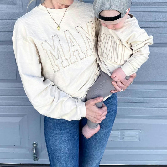 MAMA Embroidered Corded Crew
