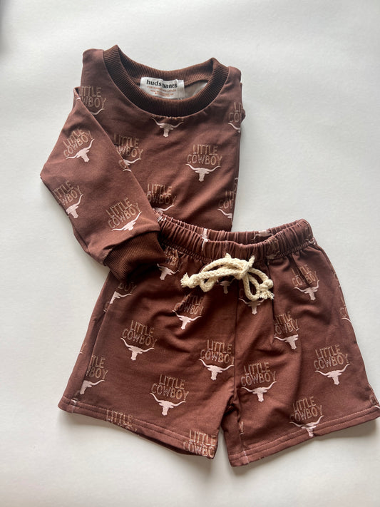 Little Cowboy | Crewneck Sweatshirt Short Set