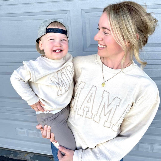 MAMA Embroidered Corded Crew