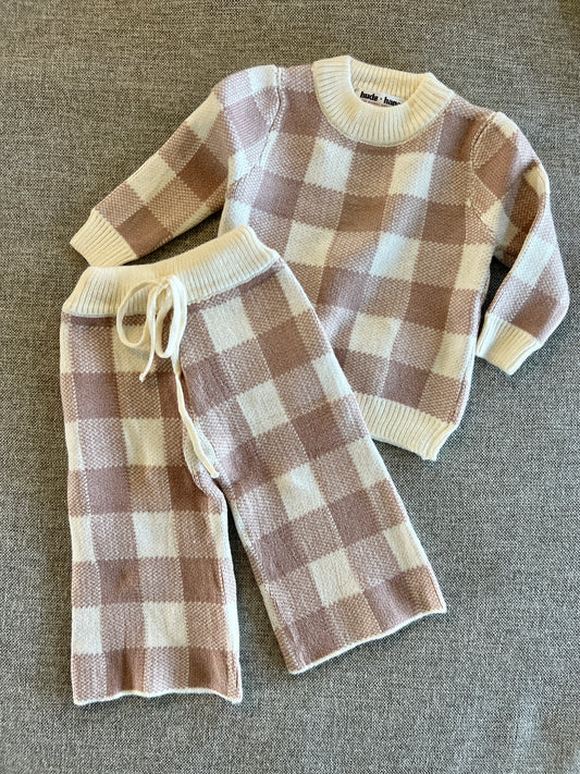 Knit Plaid Sweater Set