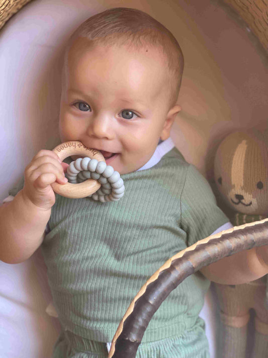 Wood + Silicone Rattle Teether