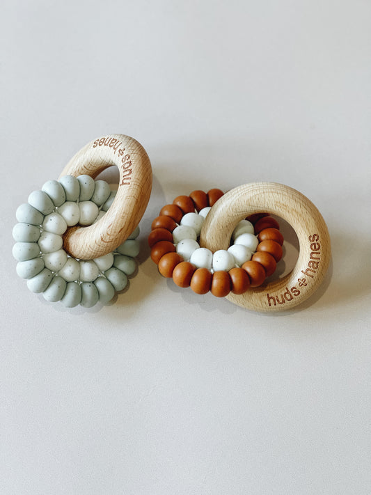 Wood + Silicone Rattle Teether